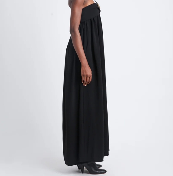 Proenza Schouler Matte Double Crepe Strapless Dress Long Maxi Black Formal - Picture 3 of 10